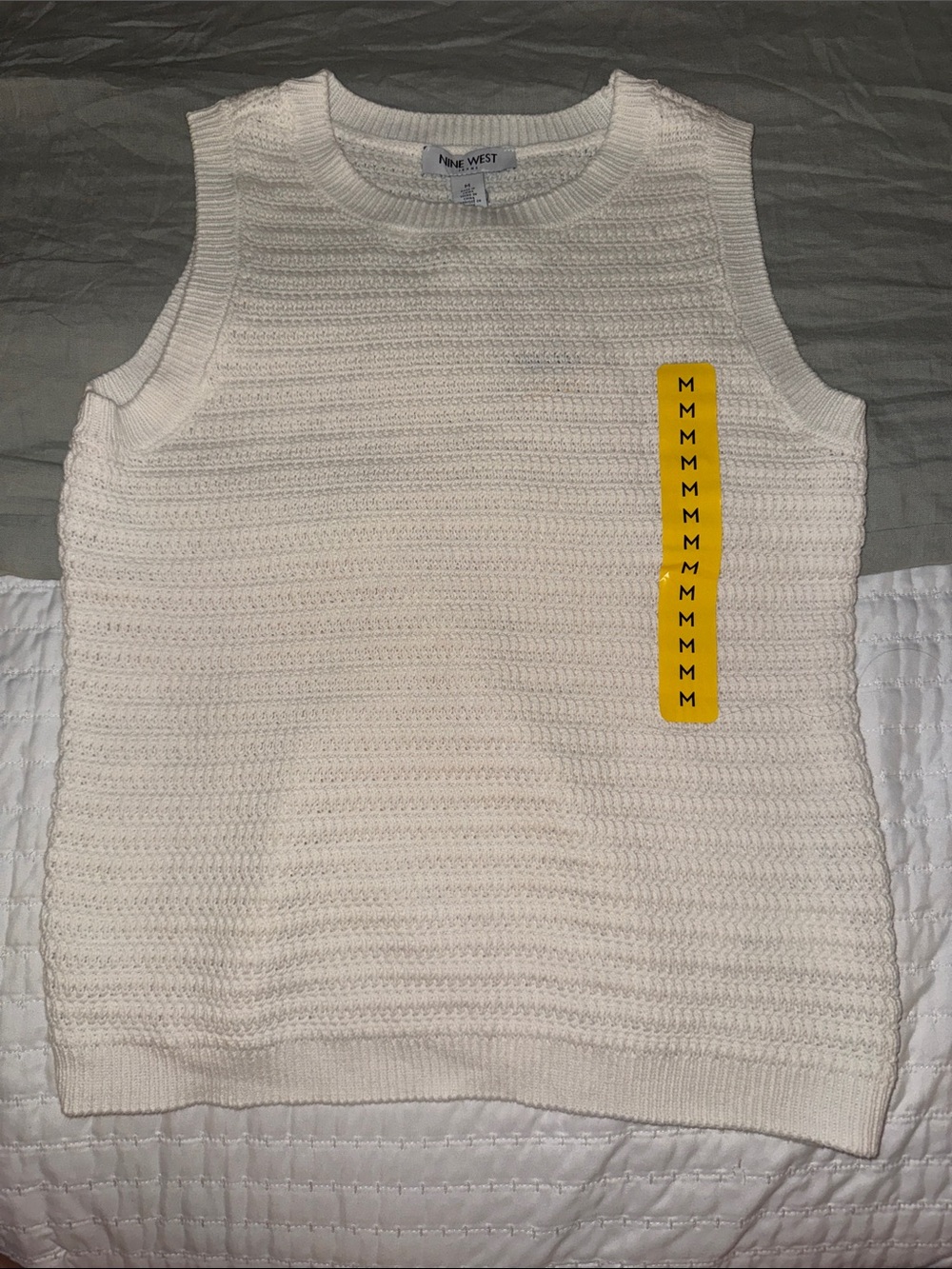 Nine West Ivory Textured Knit Sleeveless Top